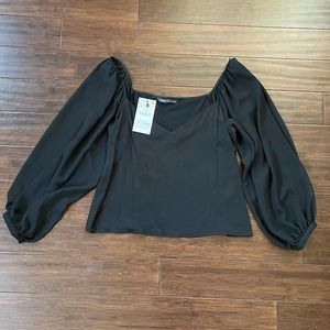 Zara silk sheer sleeve top blouse